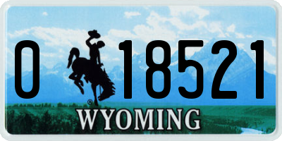 WY license plate 018521