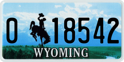 WY license plate 018542