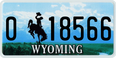 WY license plate 018566