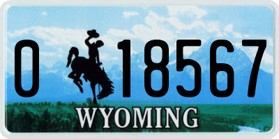 WY license plate 018567