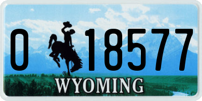 WY license plate 018577
