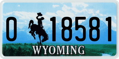 WY license plate 018581