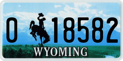 WY license plate 018582
