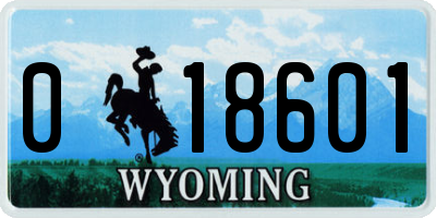 WY license plate 018601