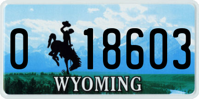 WY license plate 018603