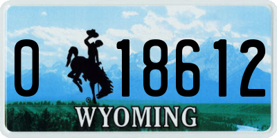 WY license plate 018612