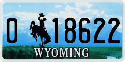 WY license plate 018622