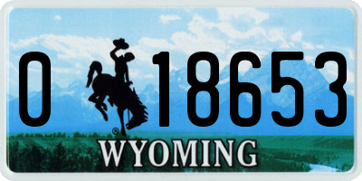 WY license plate 018653