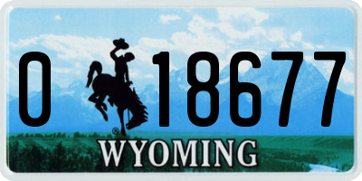 WY license plate 018677