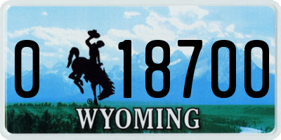 WY license plate 018700