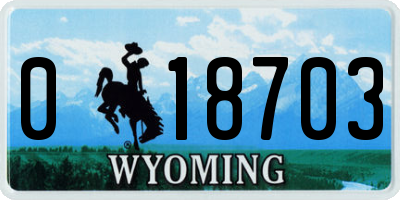 WY license plate 018703