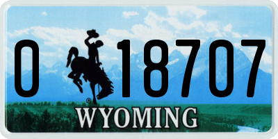 WY license plate 018707