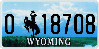 WY license plate 018708