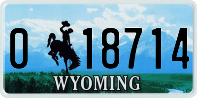 WY license plate 018714