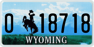 WY license plate 018718