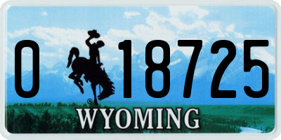 WY license plate 018725