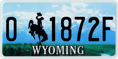 WY license plate 01872F