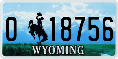 WY license plate 018756