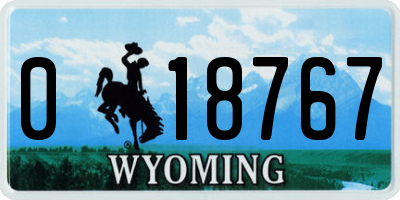 WY license plate 018767