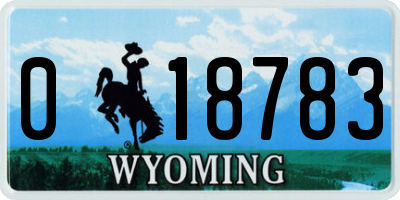 WY license plate 018783