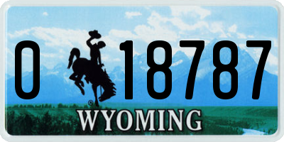 WY license plate 018787