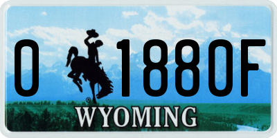WY license plate 01880F