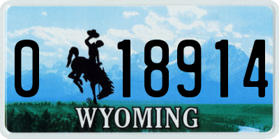 WY license plate 018914