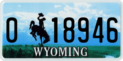 WY license plate 018946