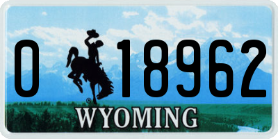 WY license plate 018962