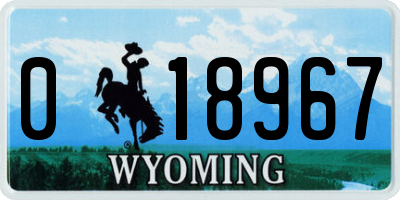 WY license plate 018967