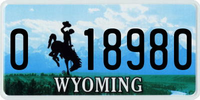WY license plate 018980