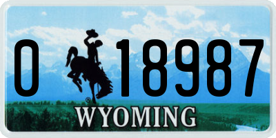 WY license plate 018987