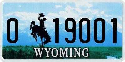WY license plate 019001