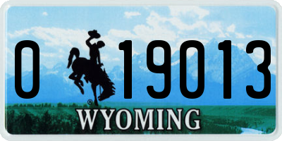 WY license plate 019013