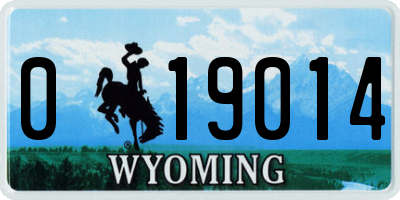 WY license plate 019014