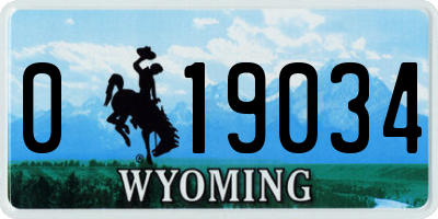 WY license plate 019034