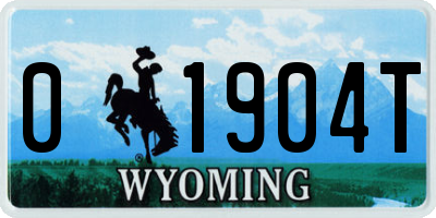WY license plate 01904T