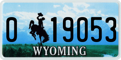 WY license plate 019053