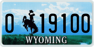 WY license plate 019100