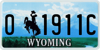 WY license plate 01911C