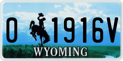 WY license plate 01916V