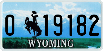WY license plate 019182