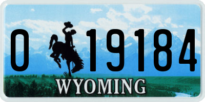 WY license plate 019184