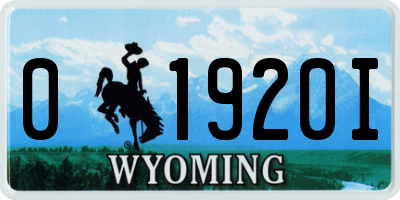 WY license plate 01920I