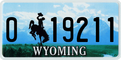 WY license plate 019211