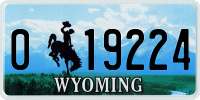 WY license plate 019224