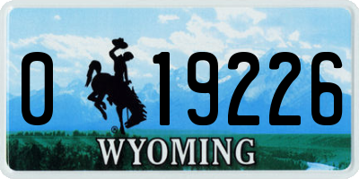 WY license plate 019226
