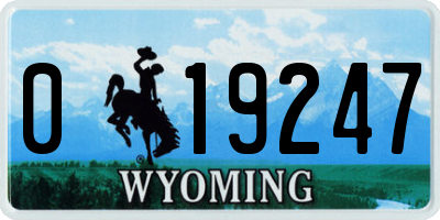 WY license plate 019247