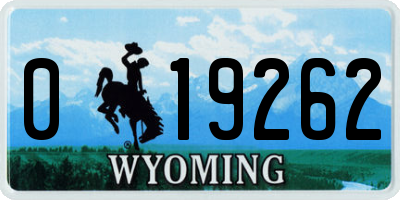 WY license plate 019262