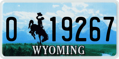 WY license plate 019267